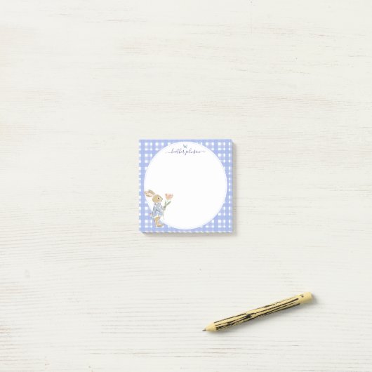 Hearthlight Notities Lente Zachte Weide Gingham Post-it® Notes (Op bureau)
