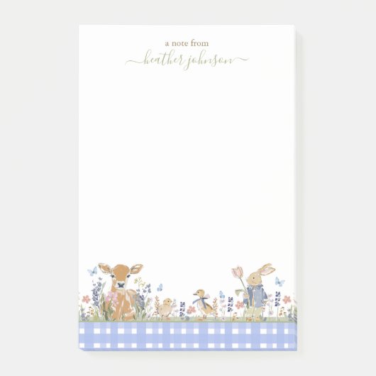 Hearthlight Notities Lente Zachte Weide Gingham Post-it® Notes (Voorkant)