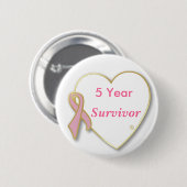 HeartPin-5 jaar overleving Ronde Button 5,7 Cm (Voorkant /achterkant)