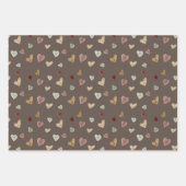 Hearts2 Wrapping Papier Lakens - Bruin - Set van 3 Inpakpapier Vel (Voorkant 2)