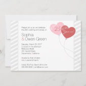 Hearts 25th Silver Wedding Jubileum Party Kaart (Voorkant)