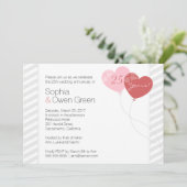 Hearts 25th Silver Wedding Jubileum Party Kaart (Staand voorkant)