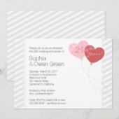 Hearts 25th Silver Wedding Jubileum Party Kaart (Voorkant / Achterkant)