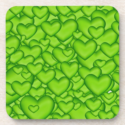 Hearts 3D Texture Green Pattern-68689 Bier Onderzetter (Voorkant)