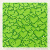 Hearts 3D Texture Green Pattern-68689 Glazen Onderzetter (Voorkant)