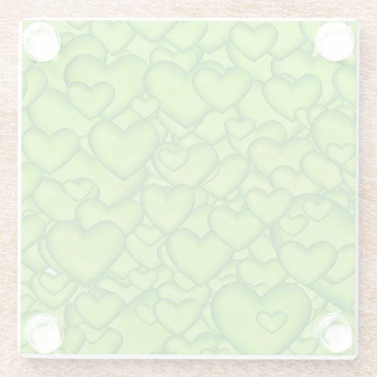 Hearts 3D Texture Green Pattern-68689 Glazen Onderzetter (Achterkant)