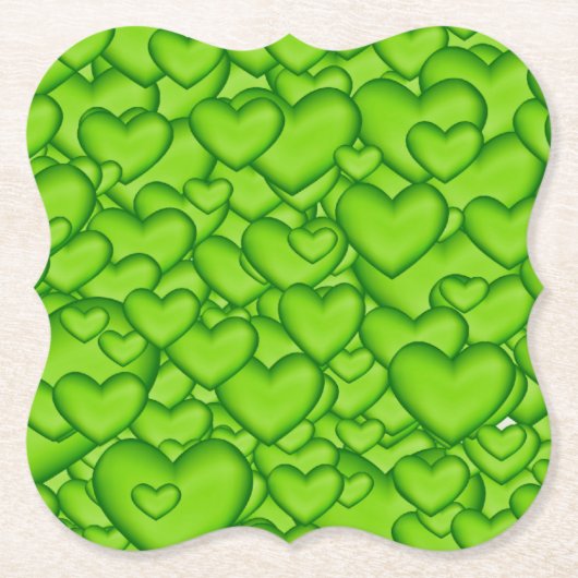 Hearts 3D Texture Green Pattern-68689 Kartonnen Onderzetters (Voorkant)
