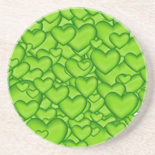 Hearts 3D Texture Green Pattern-68689 Zandsteen Onderzetter (Voorkant)
