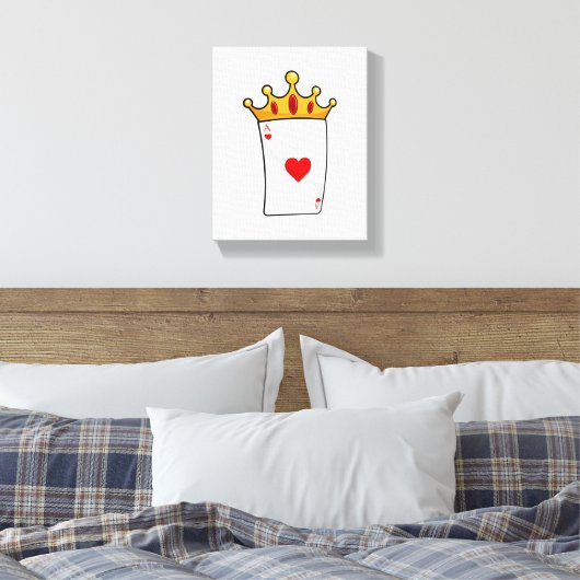 Hearts Ace met Queen Crown Canvas Afdruk (Insitu (Slaapkamer))