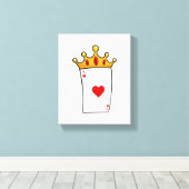 Hearts Ace met Queen Crown Canvas Afdruk (Insitu (Houten vloer))
