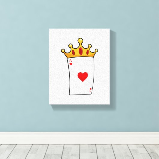 Hearts Ace met Queen Crown Canvas Afdruk (Insitu (Houten vloer))