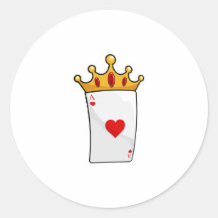 Hearts Ace met Queen Crown Ronde Sticker