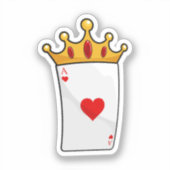 Hearts Ace met Queen Crown Sticker (Voorkant)