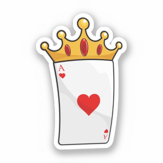 Hearts Ace met Queen Crown Sticker (Voorkant)