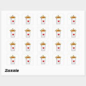Hearts Ace met Queen Crown Vierkante Sticker (Vel)
