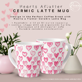 Hearts Aflutter Ceramic Latte Mok