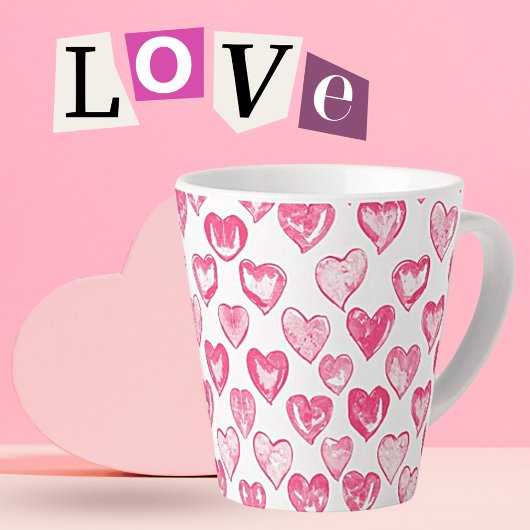 Hearts Aflutter Ceramic Latte Mok