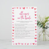Hearts All Eyes On The Bride Bridal Shower Game  Briefpapier (Staand voorkant)