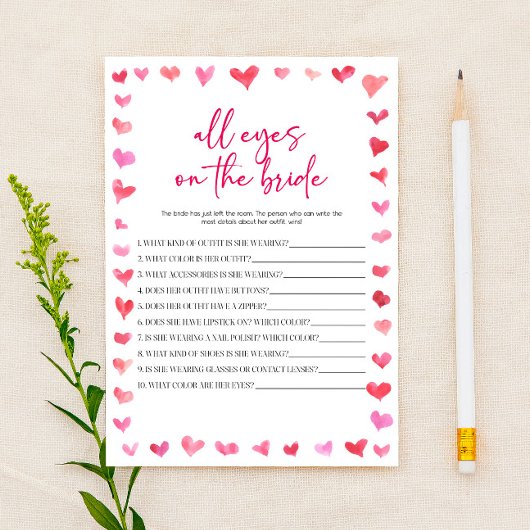 Hearts All Eyes On The Bride Bridal Shower Game  Briefpapier
