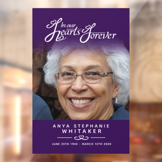 Hearts altijd begrafeniseerbetoon aan het herdenki raamsticker (Vel 2)