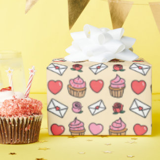 Hearts and Cupcakes Wrapping Paper Cadeaupapier