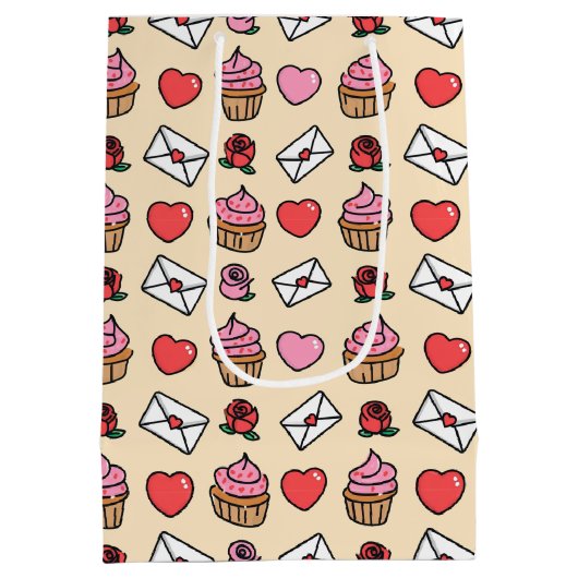 Hearts and Cupcakes Wrapping Paper Medium Cadeauzakje (Achterkant)