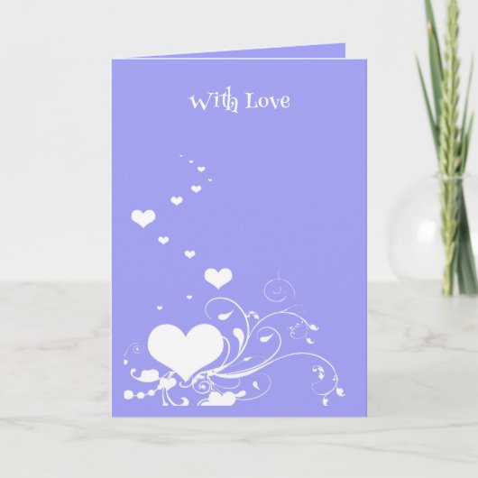 Hearts And Elegant Curling Flourishes Minimal Illu Kaart (Voorkant)