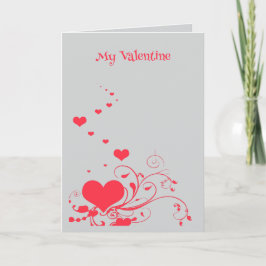 Hearts And Elegant Curling Flourishes Minimal  Kaart