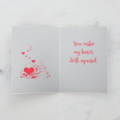 Hearts And Elegant Curling Flourishes Minimal  Kaart (Binnen)