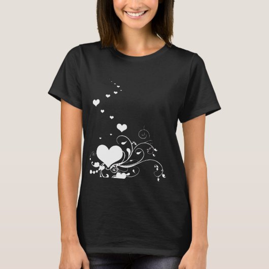 Hearts And Elegant Curling Flourishes Minimal T-shirt (Voorkant)