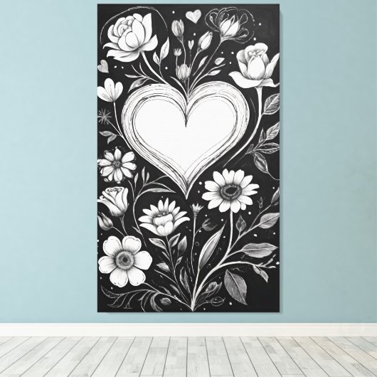Hearts and flowers canvas afdruk (Insitu (Houten vloer))
