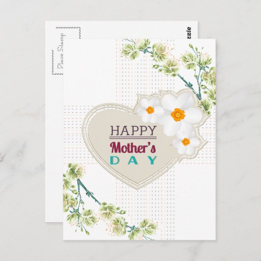 Hearts and Flowers Moederdag Briefkaart (Voorkant / Achterkant)