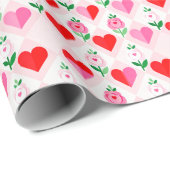 Hearts and Flowers on Diamonds Valentine Cadeaupapier (Rol Hoek)