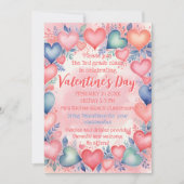 Hearts and Flowers Valentijnsdag School Party Kaart (Voorkant)