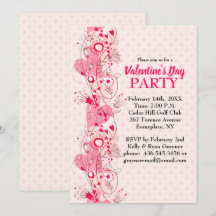 Hearts and Polka Dots Valentijn Party Invitation
