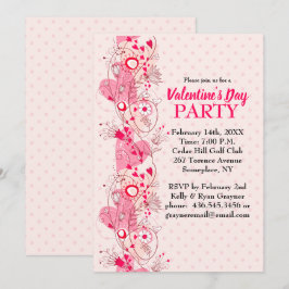 Hearts and Polka Dots Valentijn Party Invitation Kaart