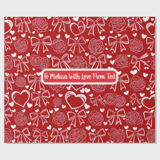 Hearts and Roses Personalizable Wrapping Paper Cadeaupapier