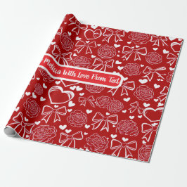 Hearts and Roses Personalizable Wrapping Paper Cadeaupapier