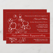 Hearts and Swirls Engagement Party Kaart (Voorkant / Achterkant)