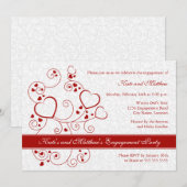 Hearts and Swirls Engagement Party Kaart (Voorkant / Achterkant)
