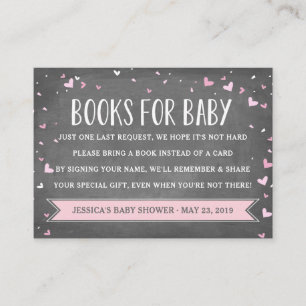 Hearts Baby Book Request schoolbord   Baby Shower Informatiekaartje