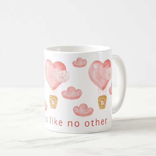 Hearts Ballon Valentijn Aangepast op maat Koffiemok (Voorkant rechts)