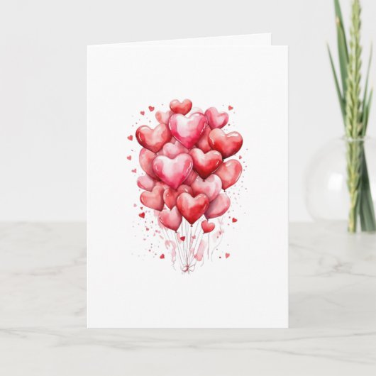 Hearts Balloon Romantic Love Minimalist Kaart (Voorkant)