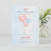 Hearts balloons  Baby Shower  Invitation Kaart (Staand voorkant)