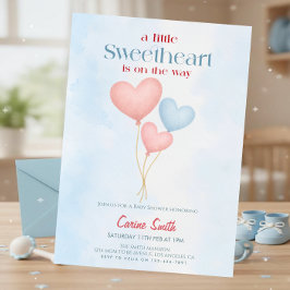Hearts balloons  Baby Shower  Invitation Kaart