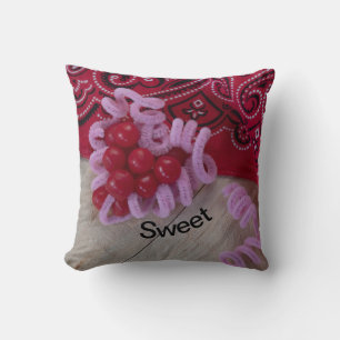 Hearts & Bandana in rood zoet snoep land Kussen