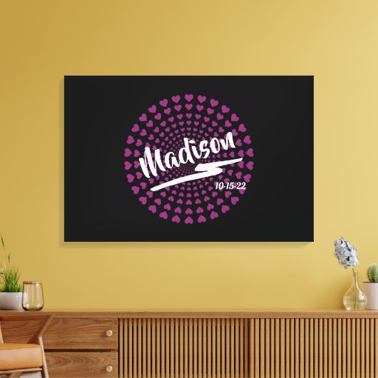 Hearts Bat Mitzvah Inlogbord Canvas Afdruk (Insitu (Woonkamer))