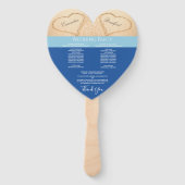Hearts Beach Bruiloftsceremonieprogramma Oceanblau Handwaaier (Achterkant)
