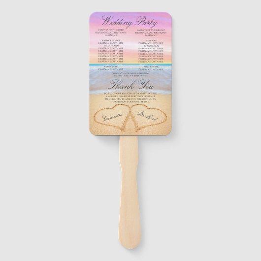 Hearts Beach Weddenschappen programma Roze Paars Handwaaier (Achterkant)