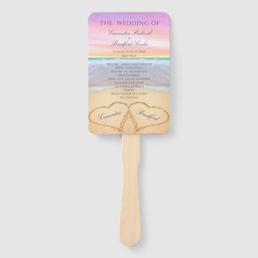 Hearts Beach Weddenschappen programma Roze Paars Handwaaier (Voorkant)